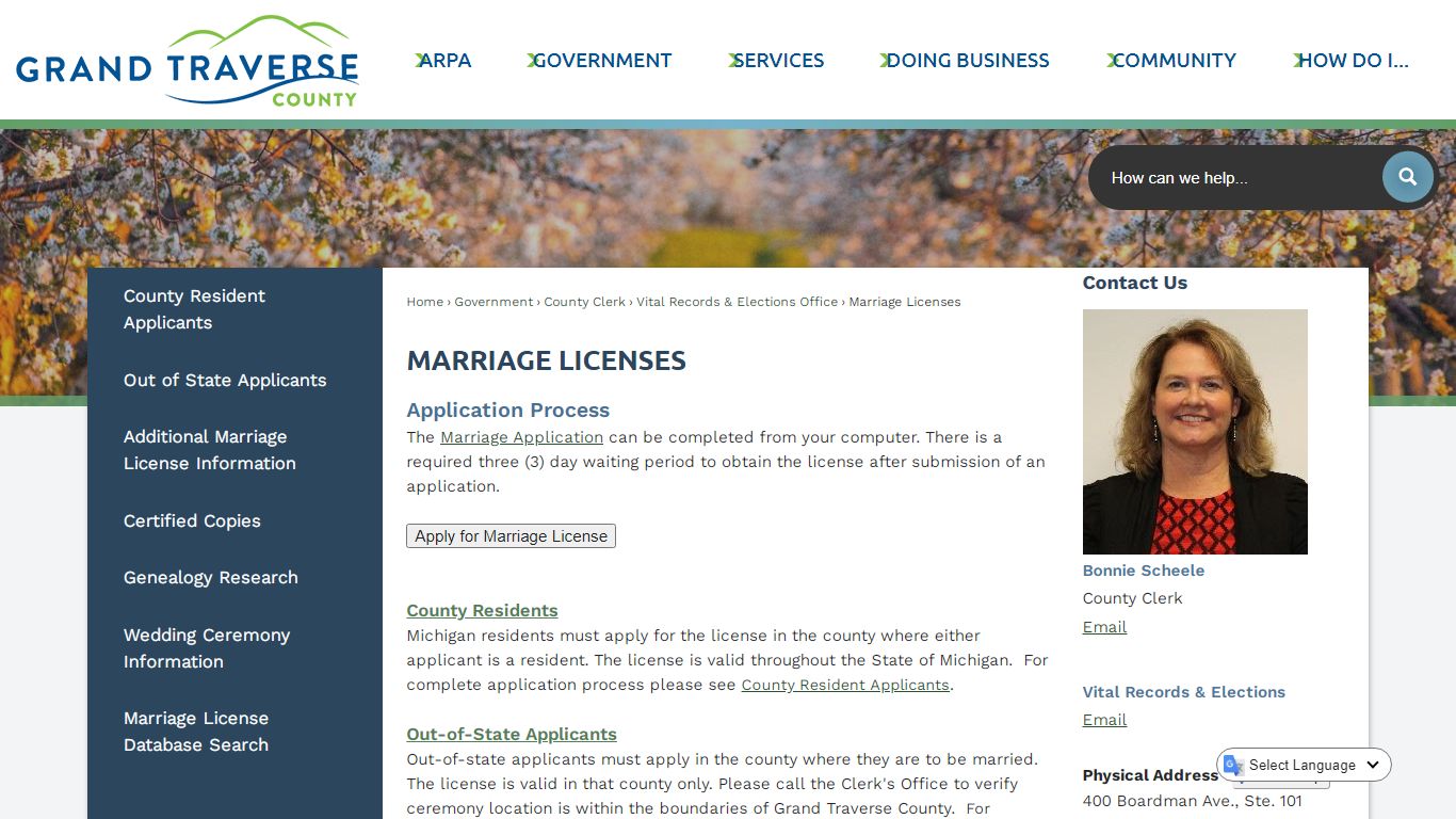 Marriage Licenses | Grand Traverse County, MI