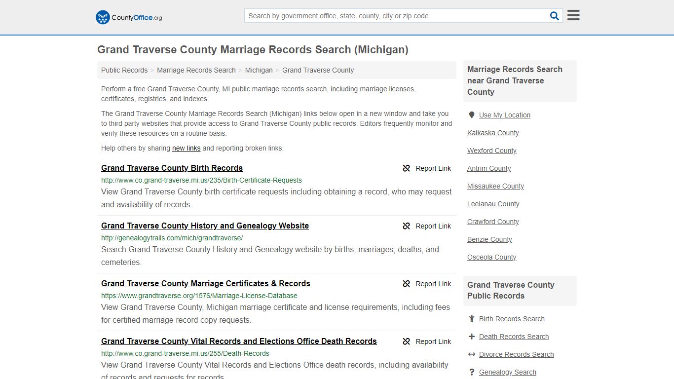 Marriage Records Search - Grand Traverse County, MI ...